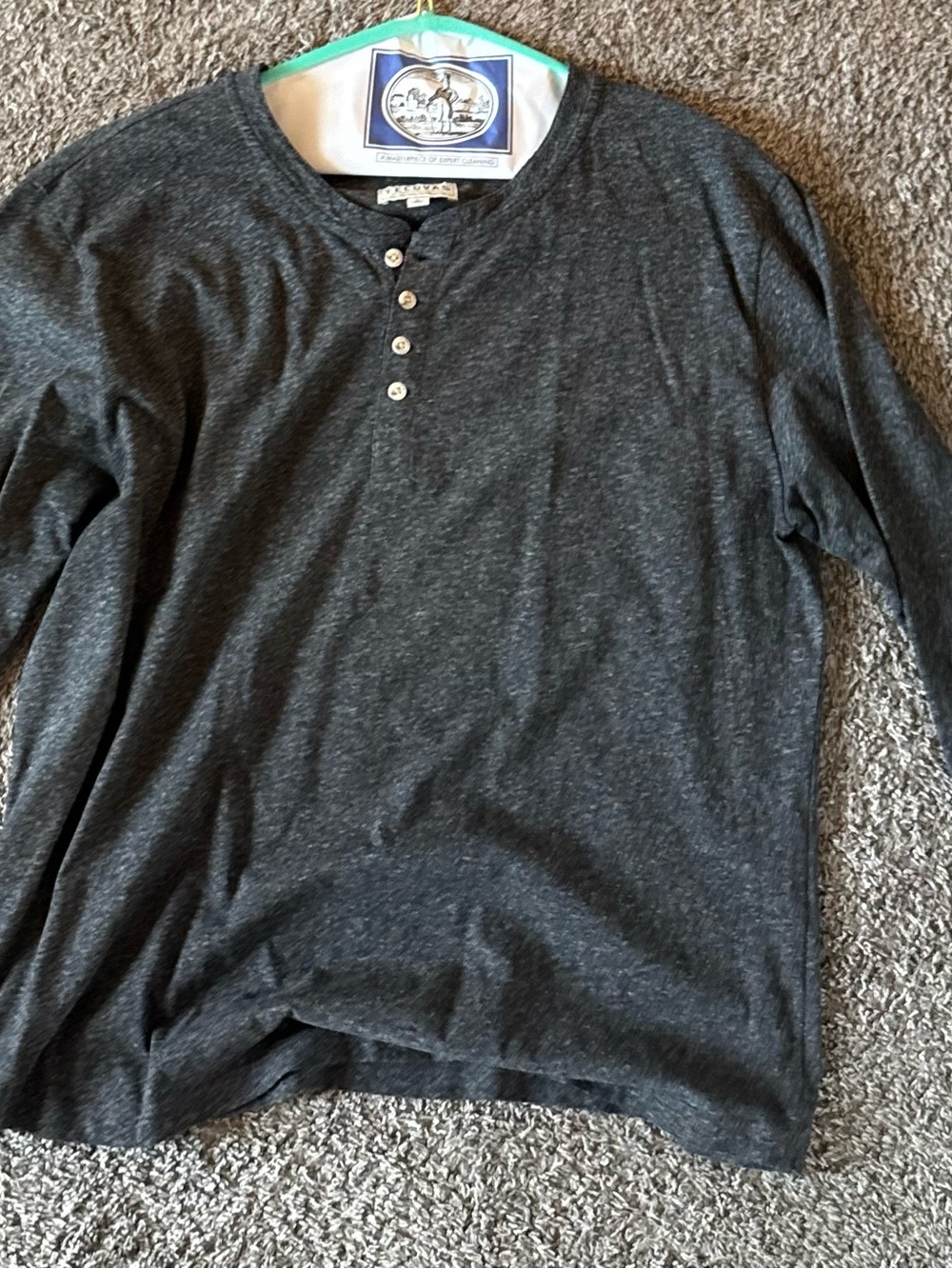 Men's Dark Gray Henley Long-Sleeve Shirt
